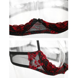 Sexy Red Lingerie Embroidery Lace Underwear For Women (Open Crotch Panties)