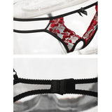 Sexy Red Lingerie Embroidery Lace Underwear For Women (Open Crotch Panties)