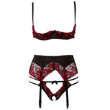 Sexy Red Lingerie Embroidery Lace Underwear For Women (Open Crotch Panties)