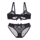 Sexy Embroidered Bra Set Sexy Lingerie Ultrathin Comfy Transparent Lace Bra and Pantie Set