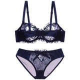 Sexy Embroidered Bra Set Sexy Lingerie Ultrathin Comfy Transparent Lace Bra and Pantie Set