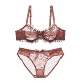 Sexy Embroidered Bra Set Sexy Lingerie Ultrathin Comfy Transparent Lace Bra and Pantie Set