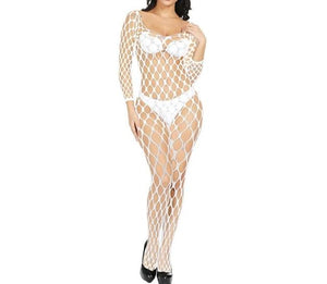 Sexy Chemise Transparent Long Stockings Erotic Women's Fishnet Full Body Stockings